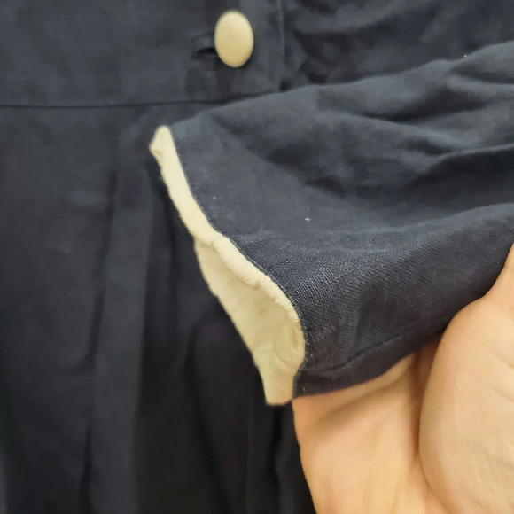 Neiman Marcus | Helena Girl's Vintage Navy Linen 2 Button Dress Coat Overcoat 5 - Picture 2 of 8